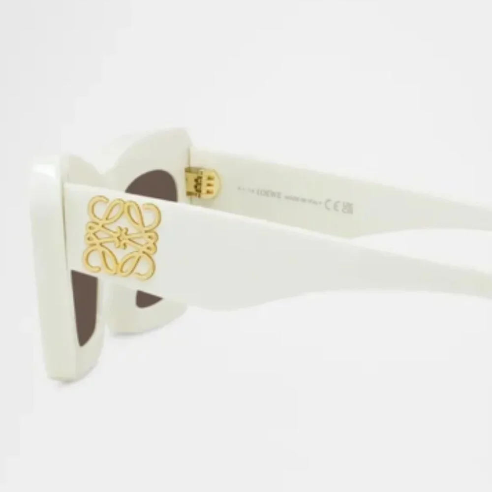 Loewe White Sunglasses with Gold Anagram Detail